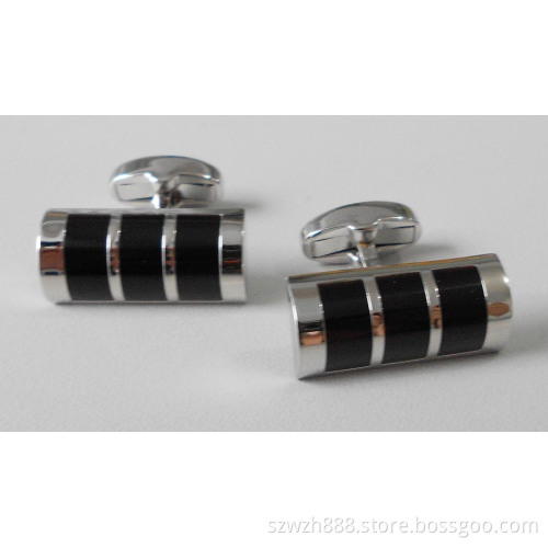 Cuff Links with Black Rhinestone